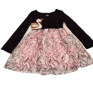 🦢WONDER NATION TUTU SWAN PRINCESS DRESS SZ M (7/8) BLACK BODICE PINK & BLACK